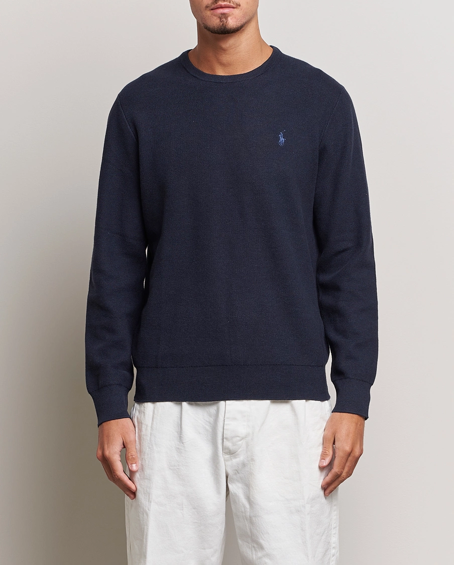 Homme |  | Polo Ralph Lauren | Textured Crew Neck Sweater Navy Heather