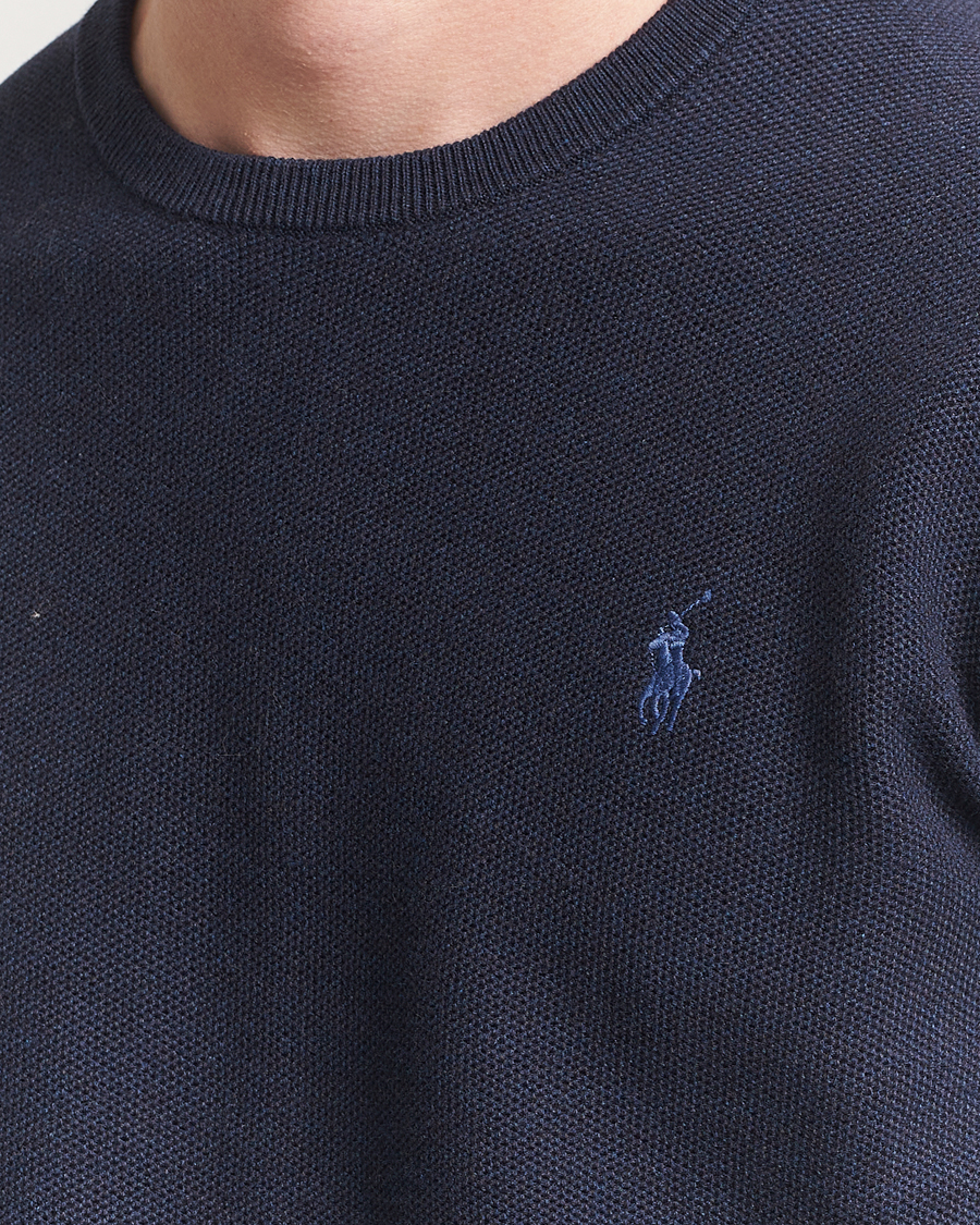 Homme | Pulls Et Tricots | Polo Ralph Lauren | Textured Cotton Crew Neck Sweater Navy Heather