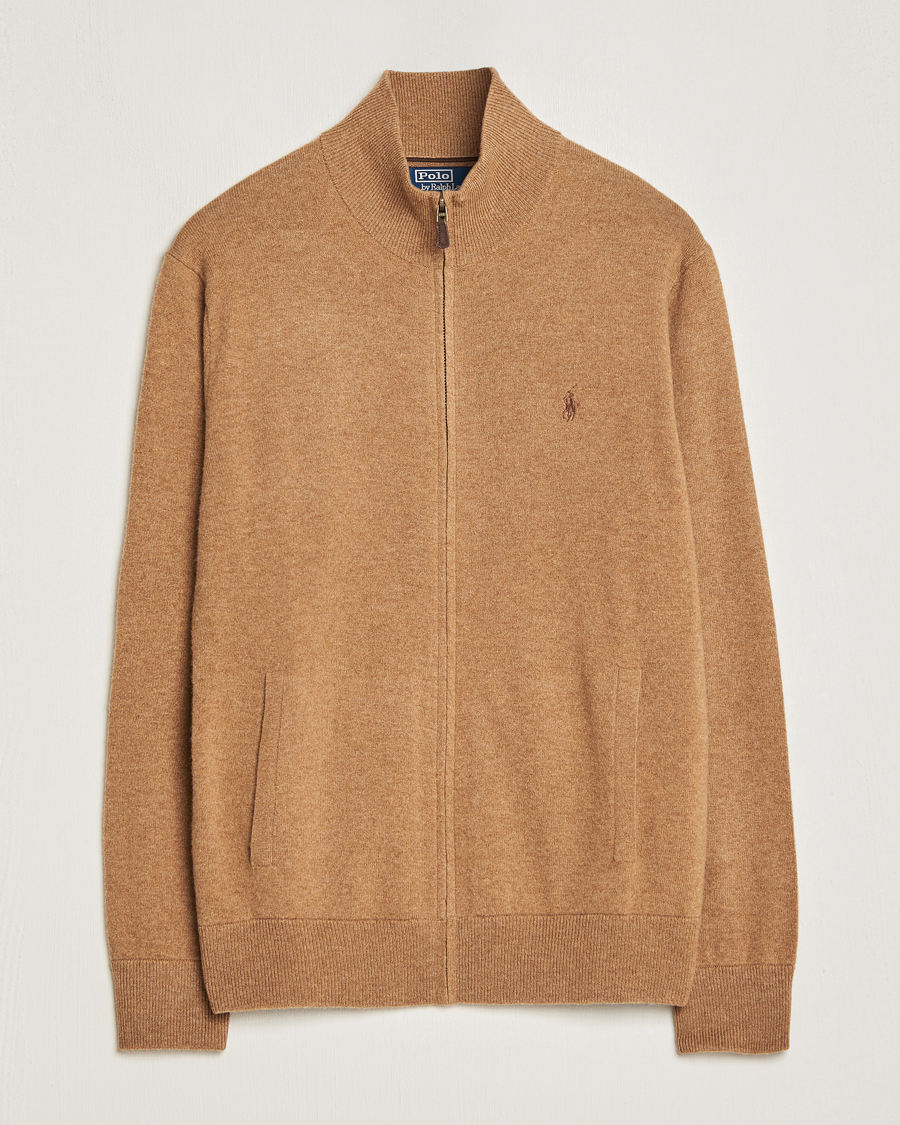 Homme | Pulls Et Tricots | Polo Ralph Lauren | Merino Knitted Full Zip Sweater Latte Brown Heather