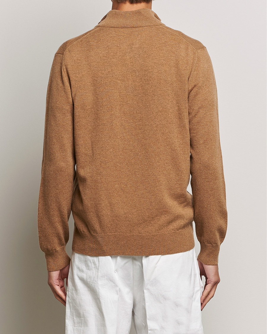 Homme | Pulls Et Tricots | Polo Ralph Lauren | Merino Knitted Half Zip Sweater Latte Brown Heather