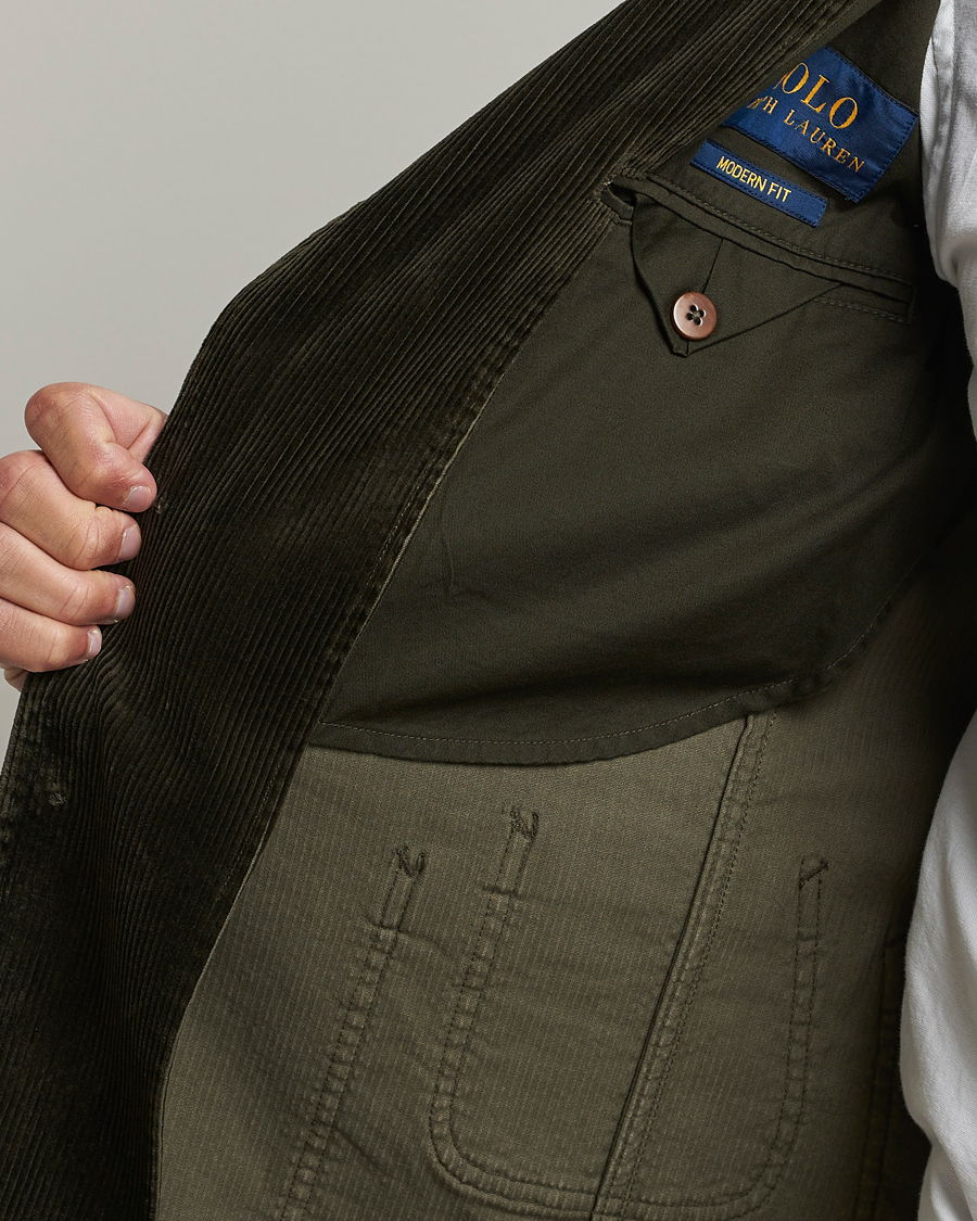 Homme | Blazers | Polo Ralph Lauren | Corduroy Stretch Blazer Oil Cloth Green
