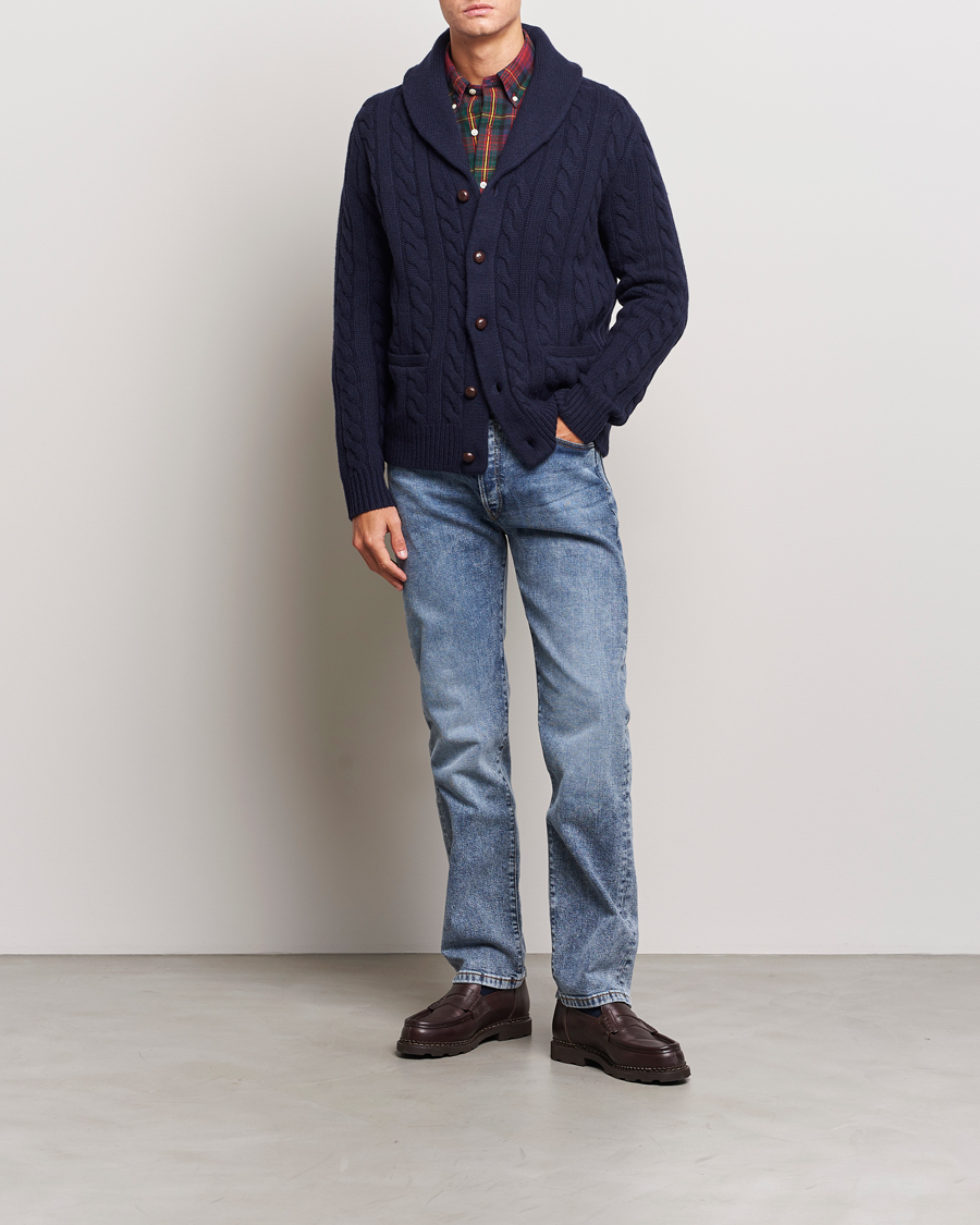 Homme | Pulls Et Tricots | Polo Ralph Lauren | Wool Cable Cardigan Hunter Navy
