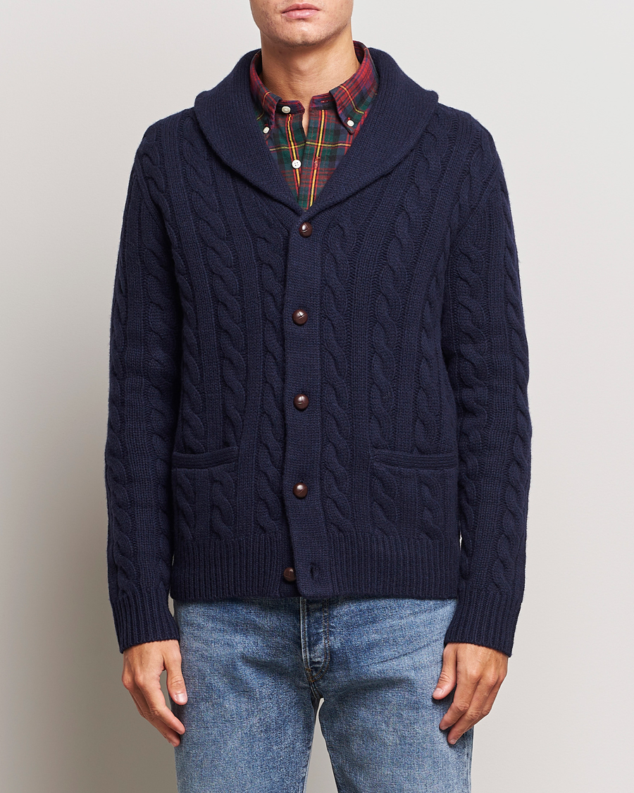 Homme | Pulls Et Tricots | Polo Ralph Lauren | Wool Cable Cardigan Hunter Navy