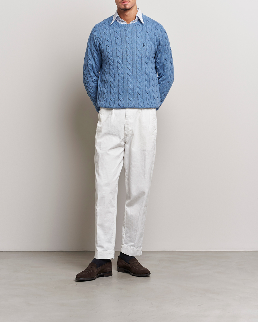 Homme | Pulls Et Tricots | Polo Ralph Lauren | Cotton Cable Pullover Sky Blue Heather
