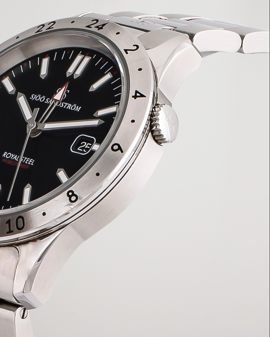 Homme | Sjöö Sandström Pre-Owned Royal Steel Worldstimer 41mm SS-1841-WT Steel Black | Sjöö Sandström Pre-Owned | Royal Steel Worldstimer 41mm SS-1841-WT Steel Black