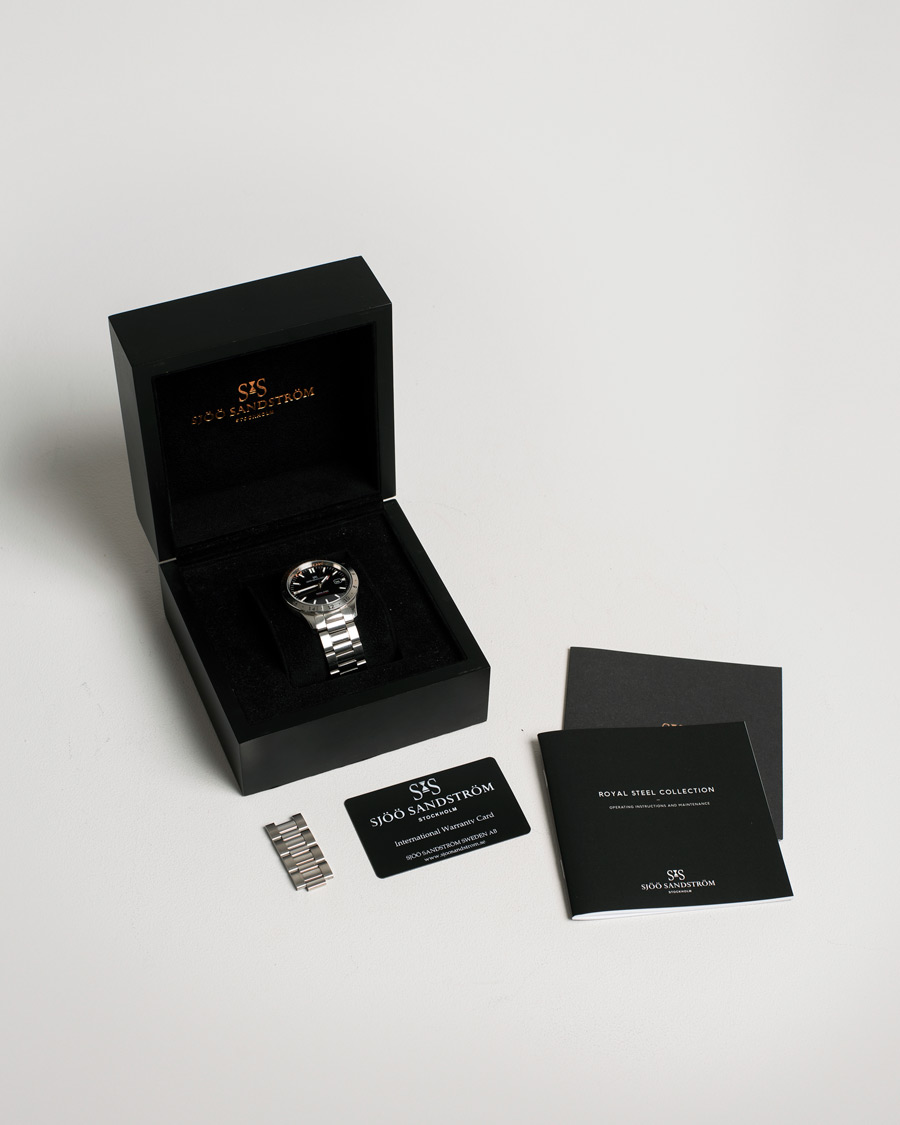 Homme | Sjöö Sandström Pre-Owned Royal Steel Worldstimer 41mm SS-1841-WT Steel Black | Sjöö Sandström Pre-Owned | Royal Steel Worldstimer 41mm SS-1841-WT Steel Black