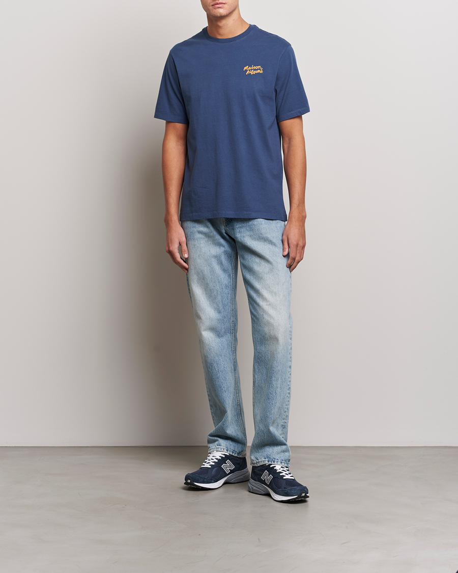 Homme | T-shirts | Maison Kitsuné | Mini Handwriting T-shirt Blue Denim