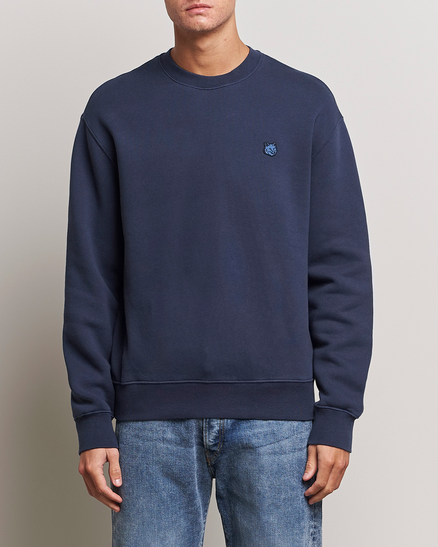 Homme | Pulls Et Tricots | Maison Kitsuné | Tonal Fox Head Sweatshirt Ink Blue