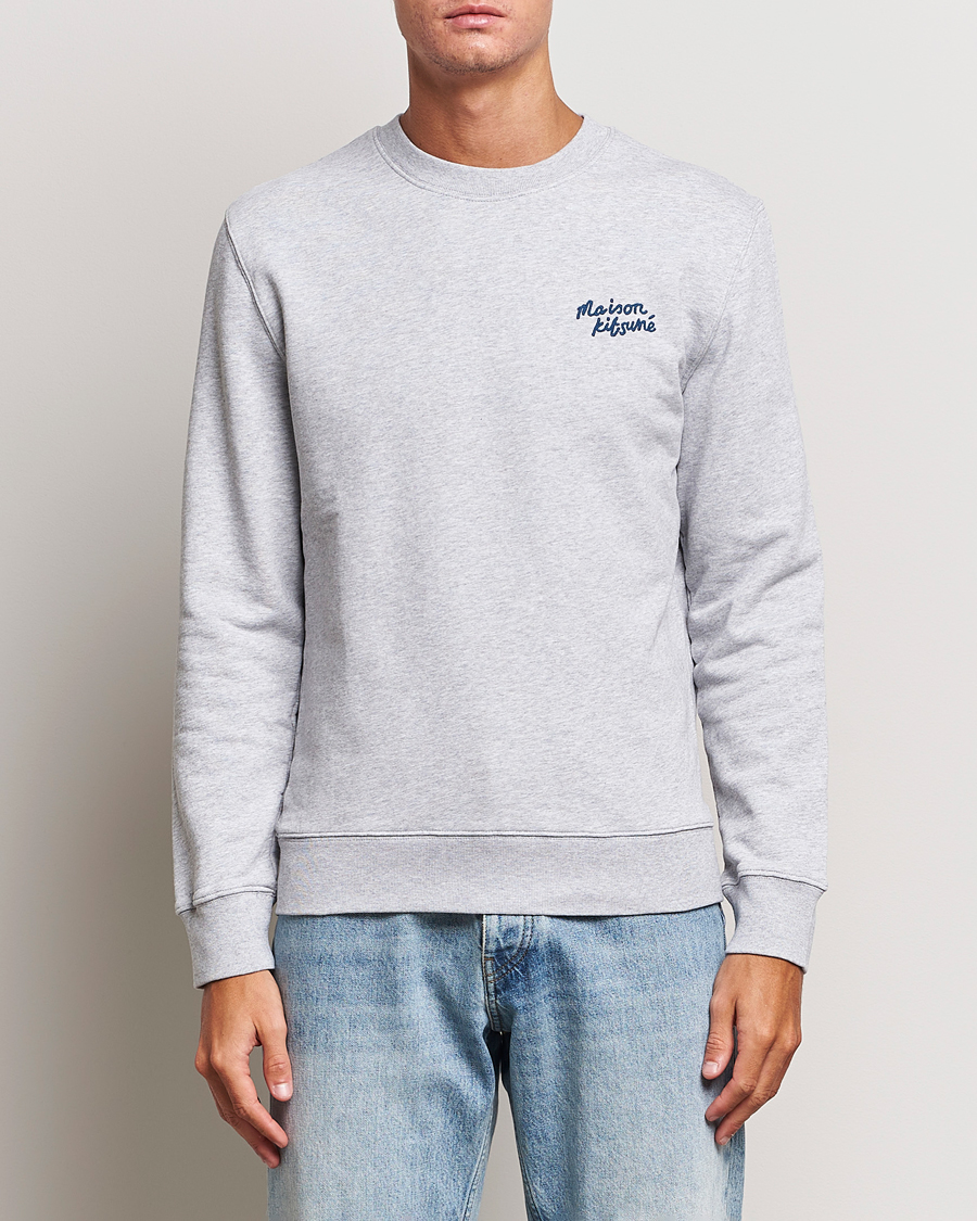 Homme | Pulls Et Tricots | Maison Kitsuné | Mini Handwriting Sweatshirt Light Grey Melange