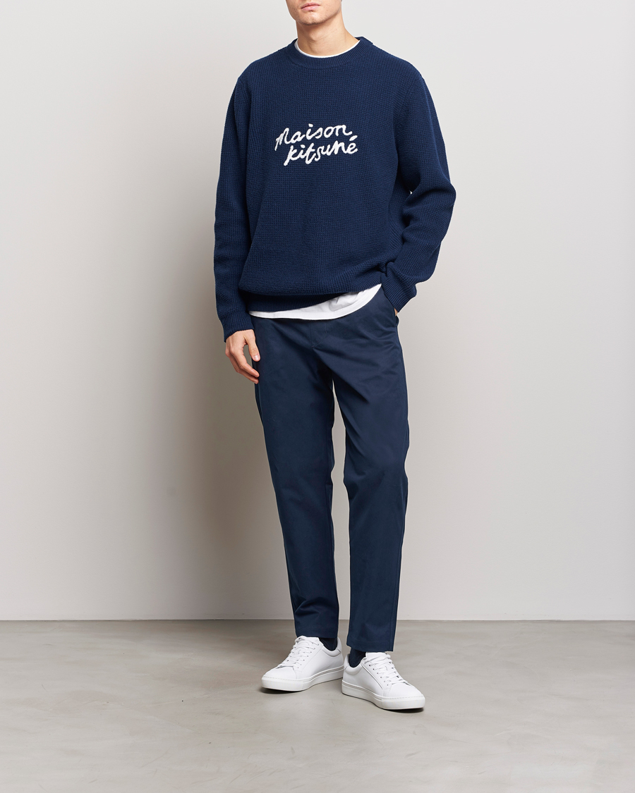 Homme | Pantalons | Maison Kitsuné | Cotton Drawstring Pants Ink Blue