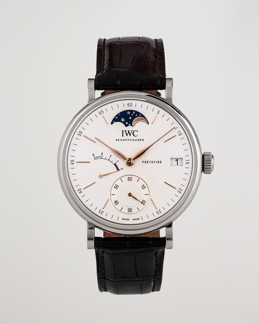 Homme | IWC Pre-Owned Portofino Moon Phase IW516401 Steel White | IWC Pre-Owned | Portofino Moon Phase IW516401 Steel White
