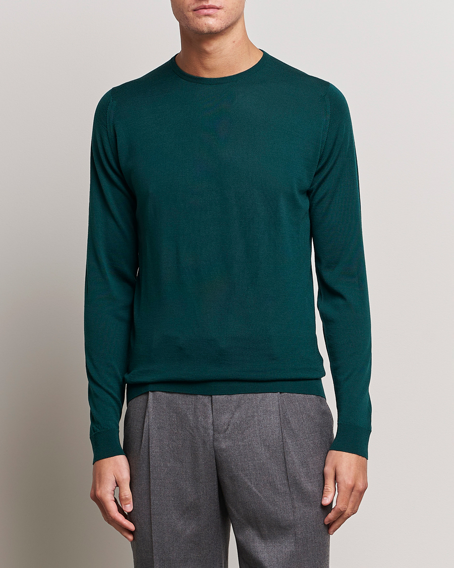 Homme | Pulls Et Tricots | John Smedley | Lundy Extra Fine Merino Crew Neck Pine Green