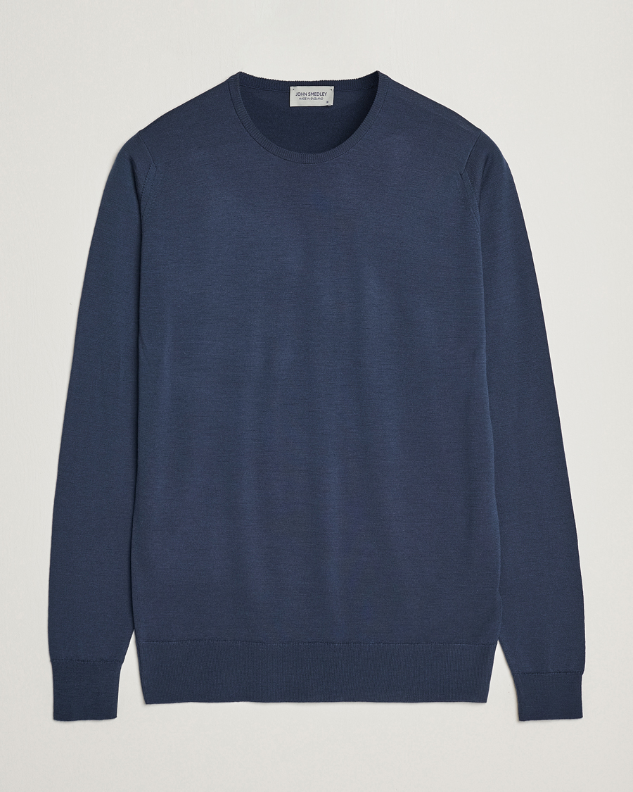 Homme | Pulls Et Tricots | John Smedley | Lundy Extra Fine Merino Crew Neck Smoke Blue