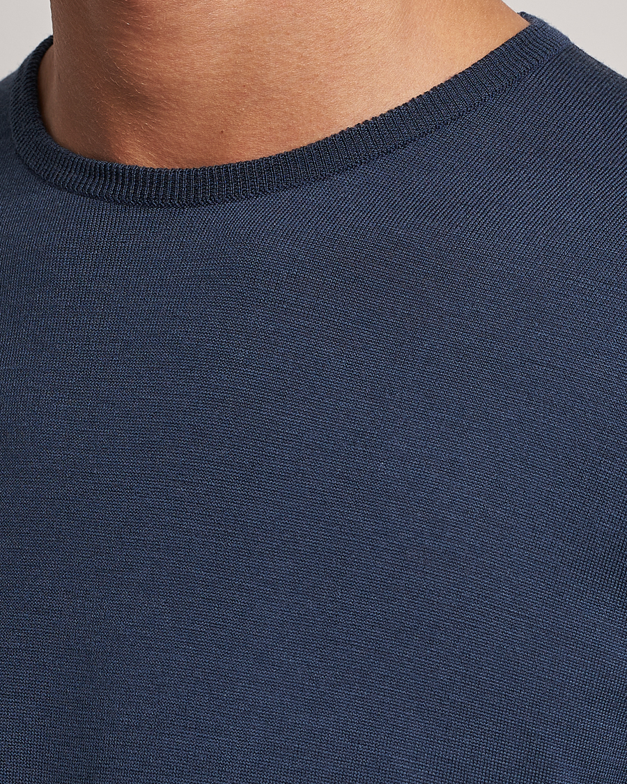 Homme | Pulls Et Tricots | John Smedley | Lundy Extra Fine Merino Crew Neck Smoke Blue