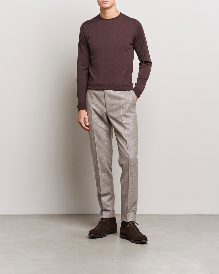 Homme | Pulls Et Tricots | John Smedley | Lundy Extra Fine Merino Crew Neck Truffle Brown