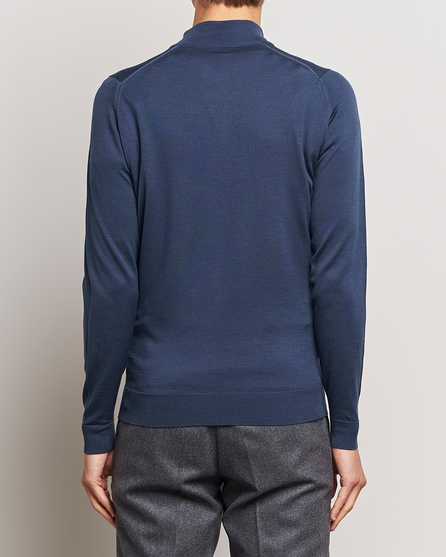 Homme | Pulls Et Tricots | John Smedley | Barrow Extra Fine Merino Half Zip Smoke Blue