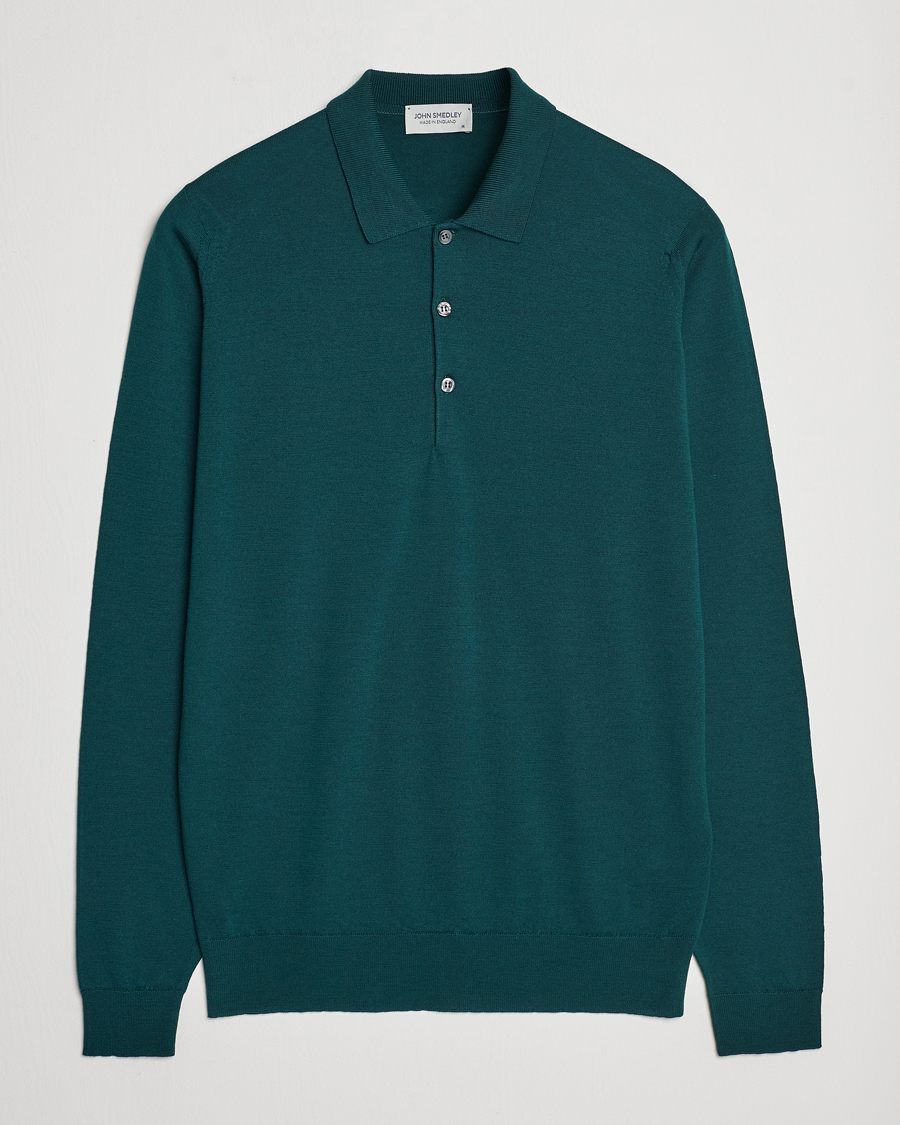 Homme | Pulls Et Tricots | John Smedley | Belper Extra Fine Merino Polo Pullover Pine Green