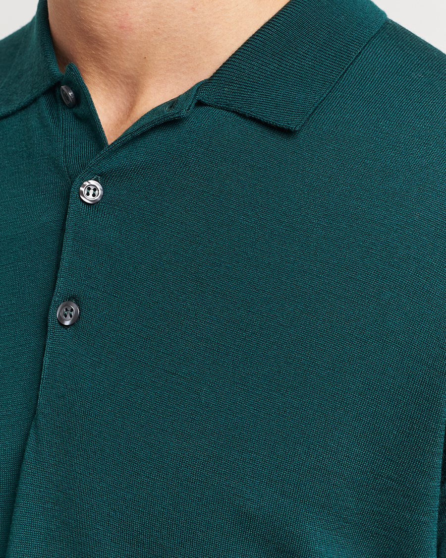 Homme | Pulls Et Tricots | John Smedley | Belper Extra Fine Merino Polo Pullover Pine Green