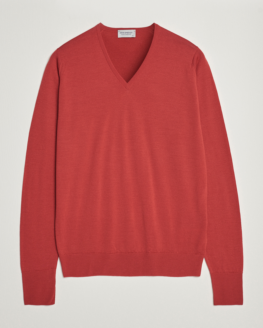 Homme | Pulls Et Tricots | John Smedley | Bobby Extra Fine Merino V-Neck Pullover Redwood