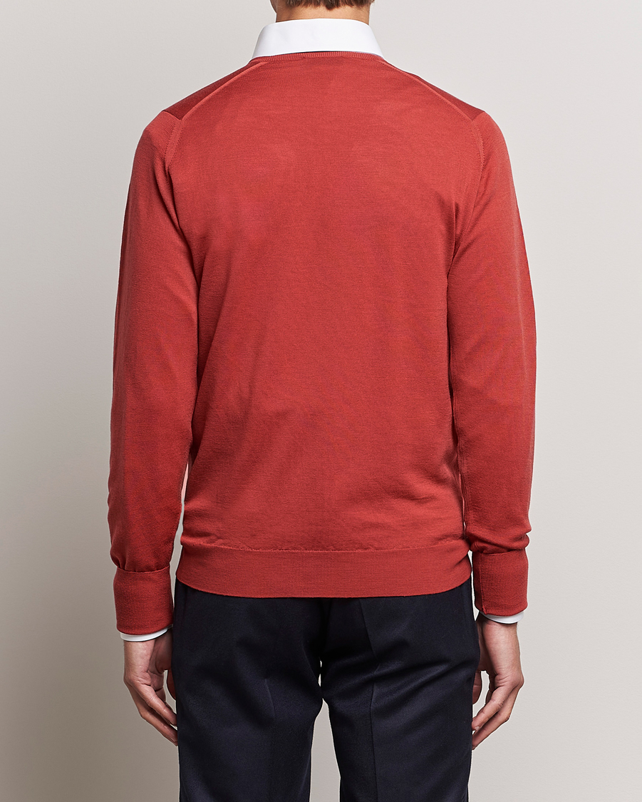 Homme | Pulls Et Tricots | John Smedley | Bobby Extra Fine Merino V-Neck Pullover Redwood