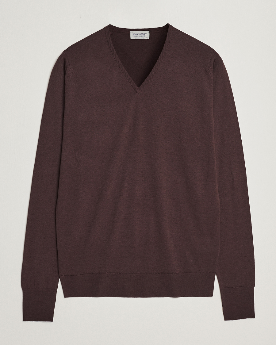 Homme | Pulls Et Tricots | John Smedley | Bobby Extra Fine Merino V-Neck Pullover Truffle Brown