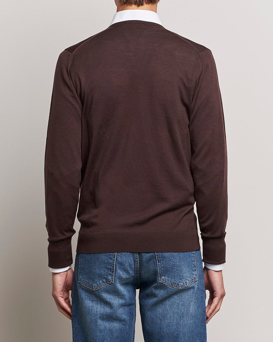 Homme | Pulls Et Tricots | John Smedley | Bobby Extra Fine Merino V-Neck Pullover Truffle Brown