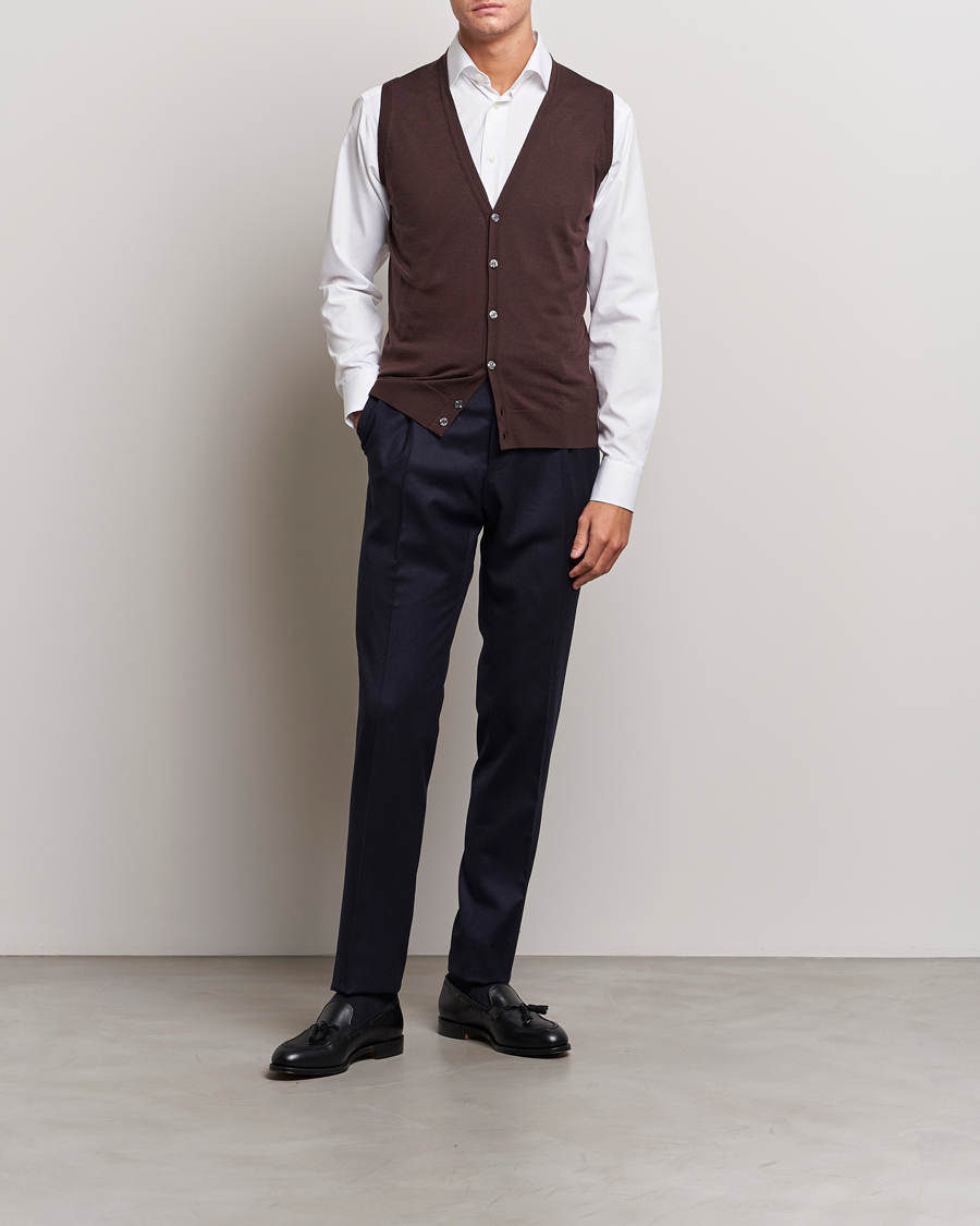 Homme | Pulls Et Tricots | John Smedley | Huntswood Slim Fit Waistcoat Truffle Brown