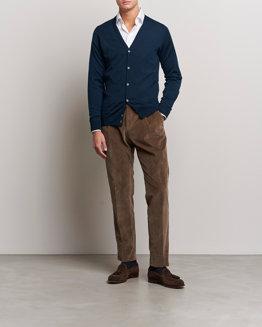 Homme | Pulls Et Tricots | John Smedley | Petworth Extra Fine Merino Cardigan Orion Green