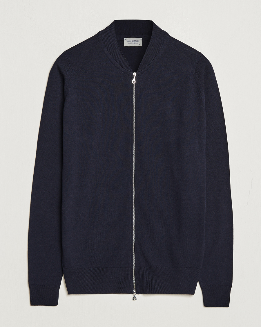 Homme | Pulls Et Tricots | John Smedley | Maclean Extra Fine Merin Full Zip Midnight