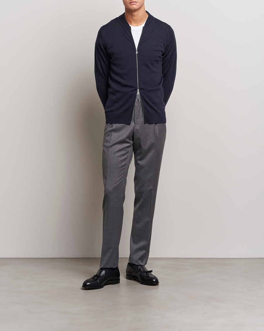 Homme | Pulls Et Tricots | John Smedley | Maclean Extra Fine Merin Full Zip Midnight