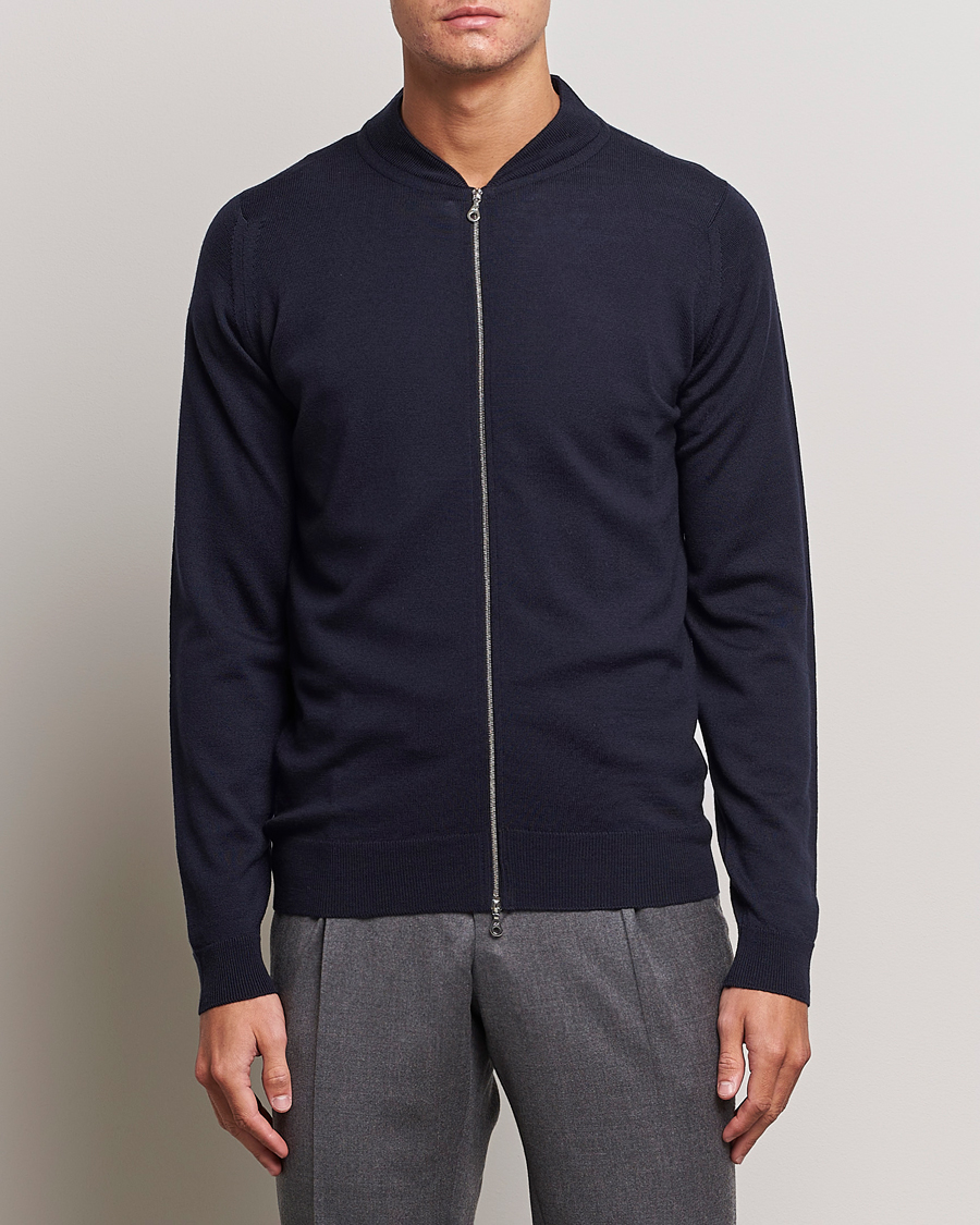 Homme | Pulls Et Tricots | John Smedley | Maclean Extra Fine Merin Full Zip Midnight