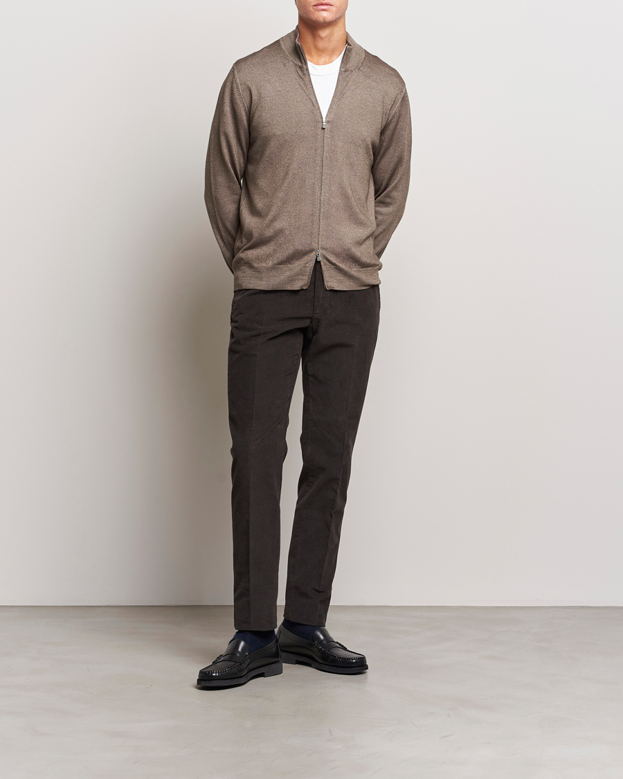 Homme | Pulls Et Tricots | Gran Sasso | Vintage Merino Fashion Fit Full Zip Beige