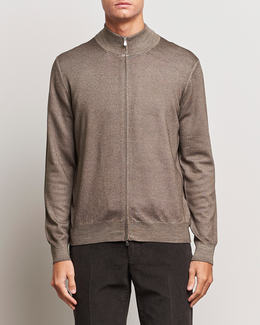 Homme | Pulls Et Tricots | Gran Sasso | Vintage Merino Fashion Fit Full Zip Beige