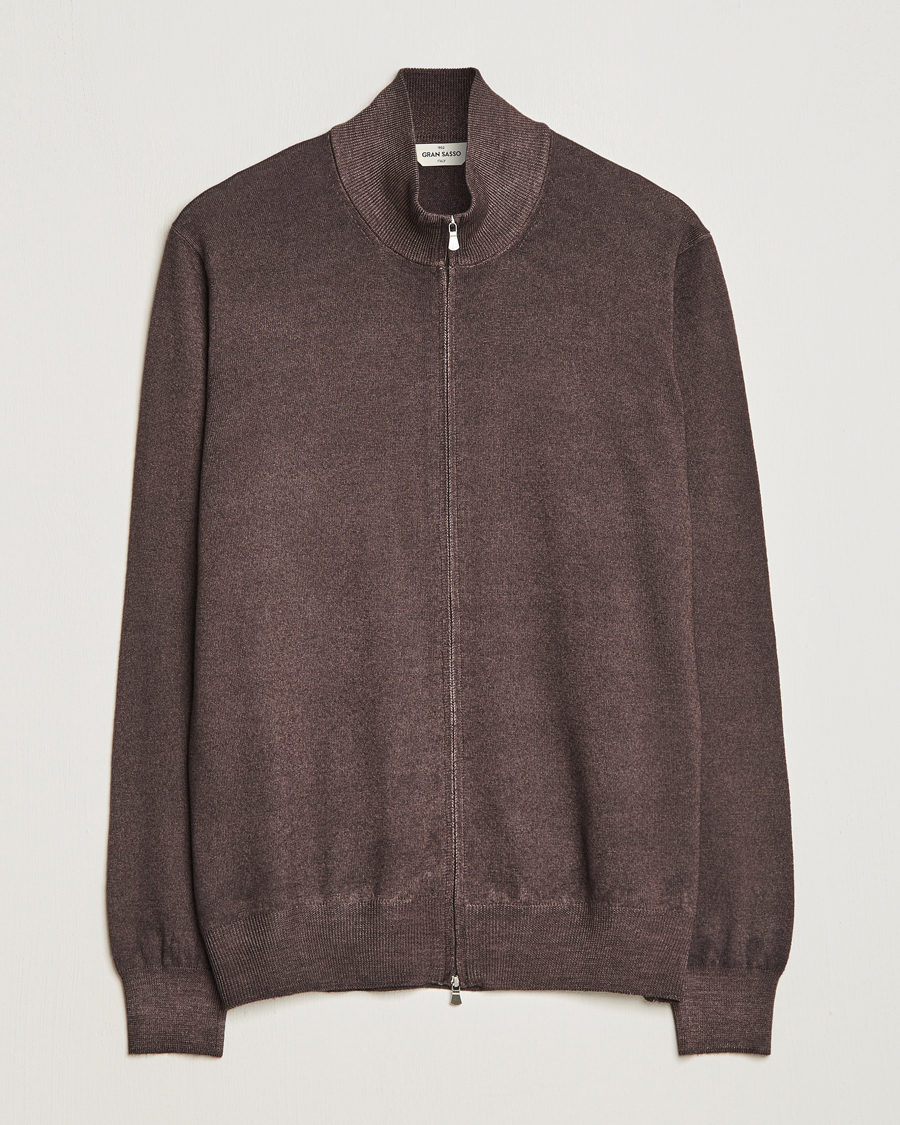 Homme | Pulls Et Tricots | Gran Sasso | Vintage Merino Fashion Fit Full Zip Brown