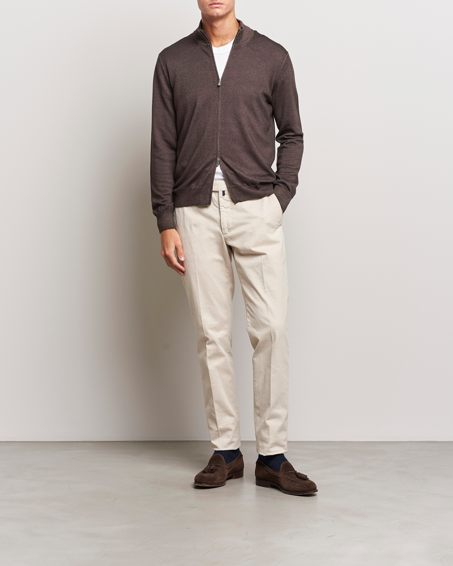 Homme | Pulls Et Tricots | Gran Sasso | Vintage Merino Fashion Fit Full Zip Brown