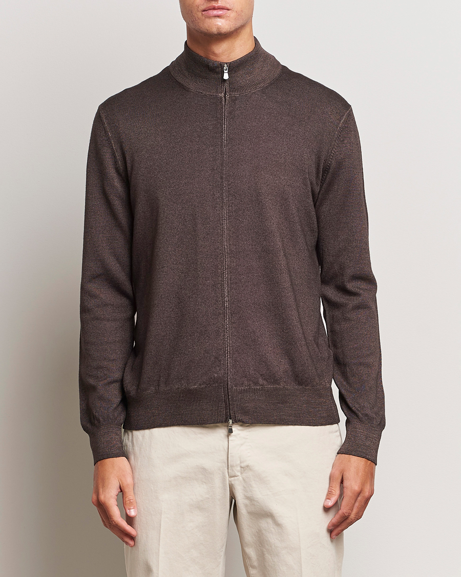 Homme | Pulls Et Tricots | Gran Sasso | Vintage Merino Fashion Fit Full Zip Brown