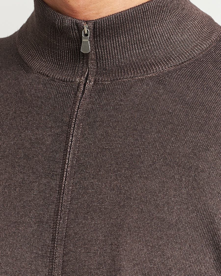 Homme | Pulls Et Tricots | Gran Sasso | Vintage Merino Fashion Fit Full Zip Brown