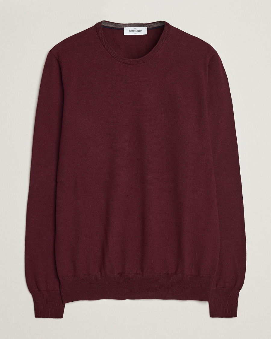 Homme | Pulls Et Tricots | Gran Sasso | Merino Fashion Fit Crew Neck Pullover Burgundy