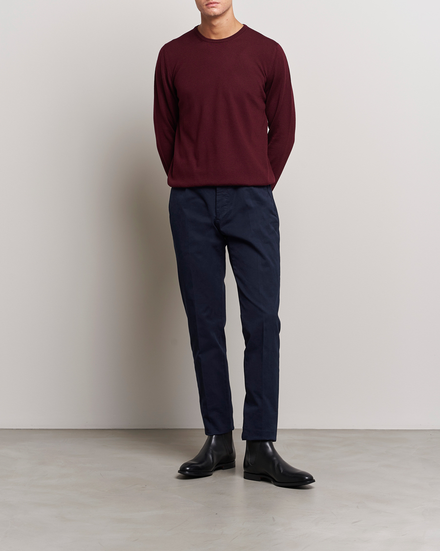 Homme | Pulls Et Tricots | Gran Sasso | Merino Fashion Fit Crew Neck Pullover Burgundy