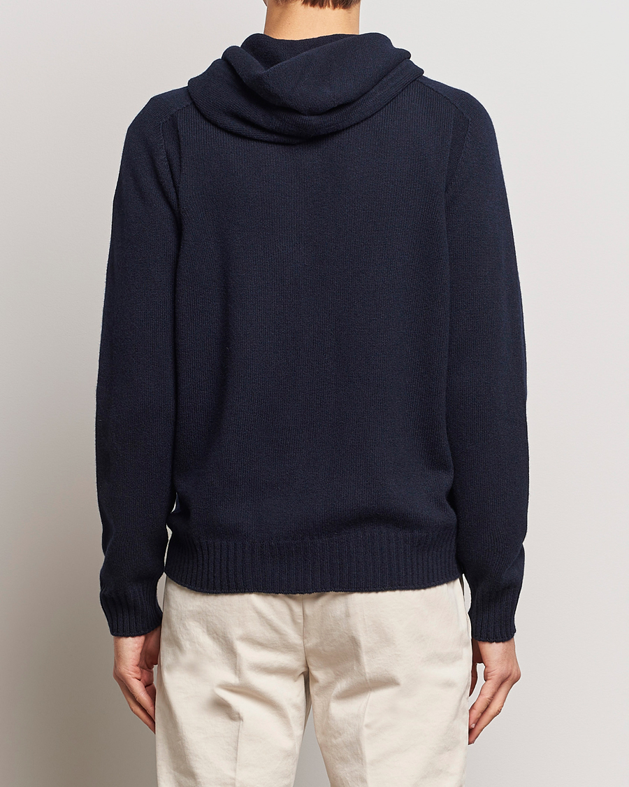 Homme | Pulls Et Tricots | Gran Sasso | Full Zip Wool Hoodie Navy