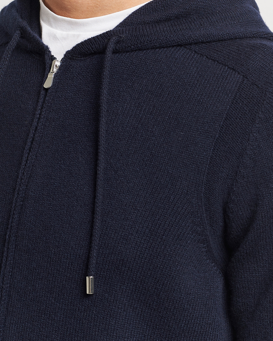 Homme | Pulls Et Tricots | Gran Sasso | Full Zip Wool Hoodie Navy