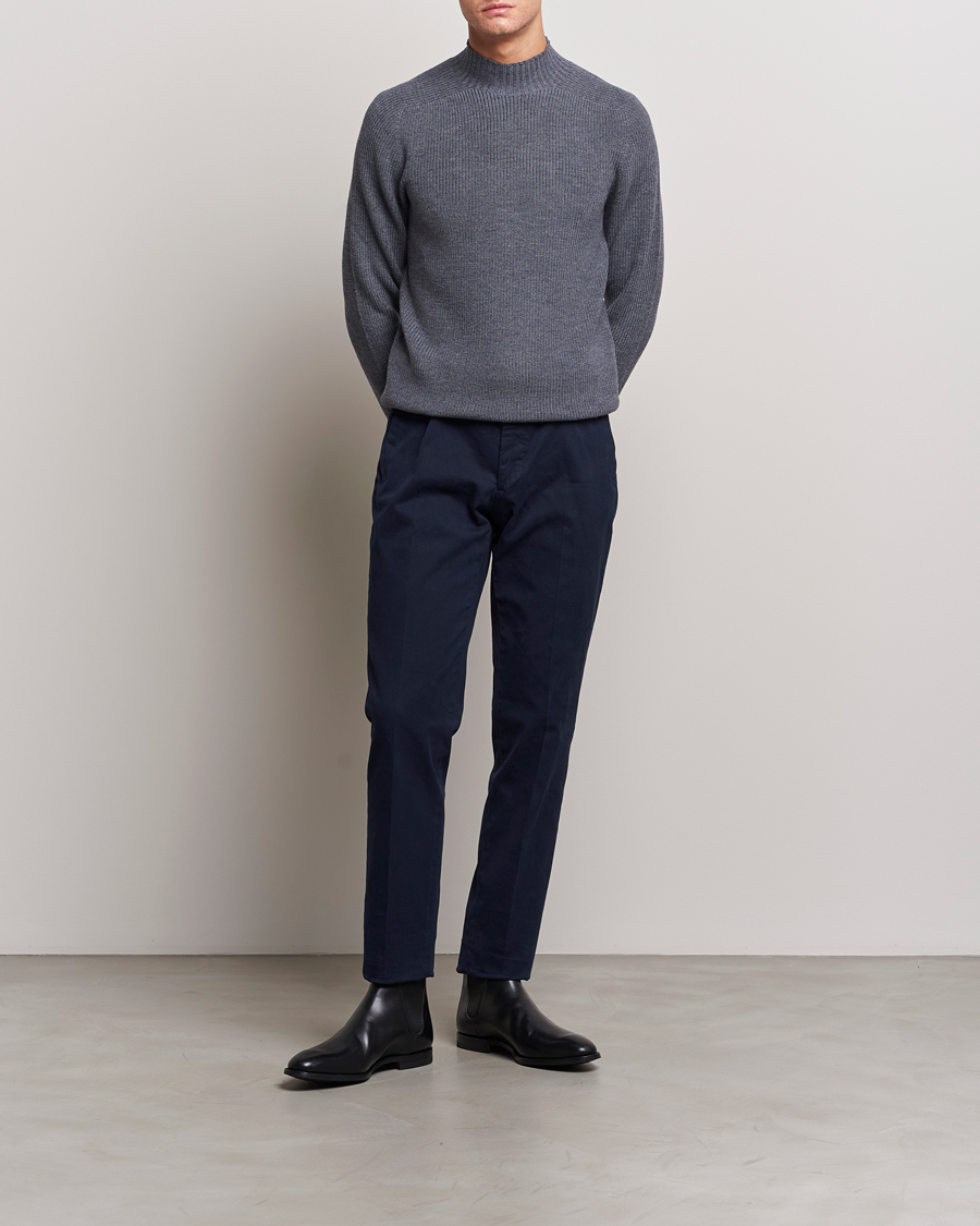 Homme | Pulls Et Tricots | Gran Sasso | Rainwool Mock Neck Grey Melange