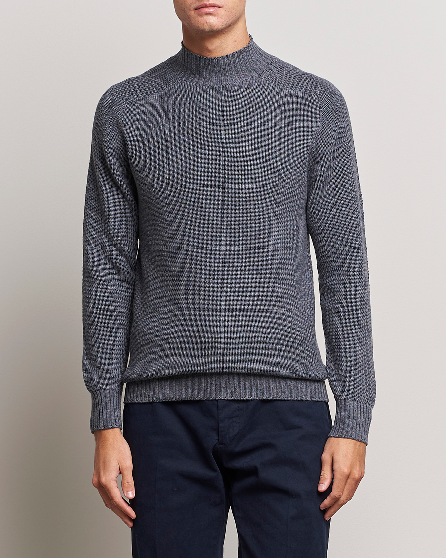 Homme | Pulls Et Tricots | Gran Sasso | Rainwool Mock Neck Grey Melange
