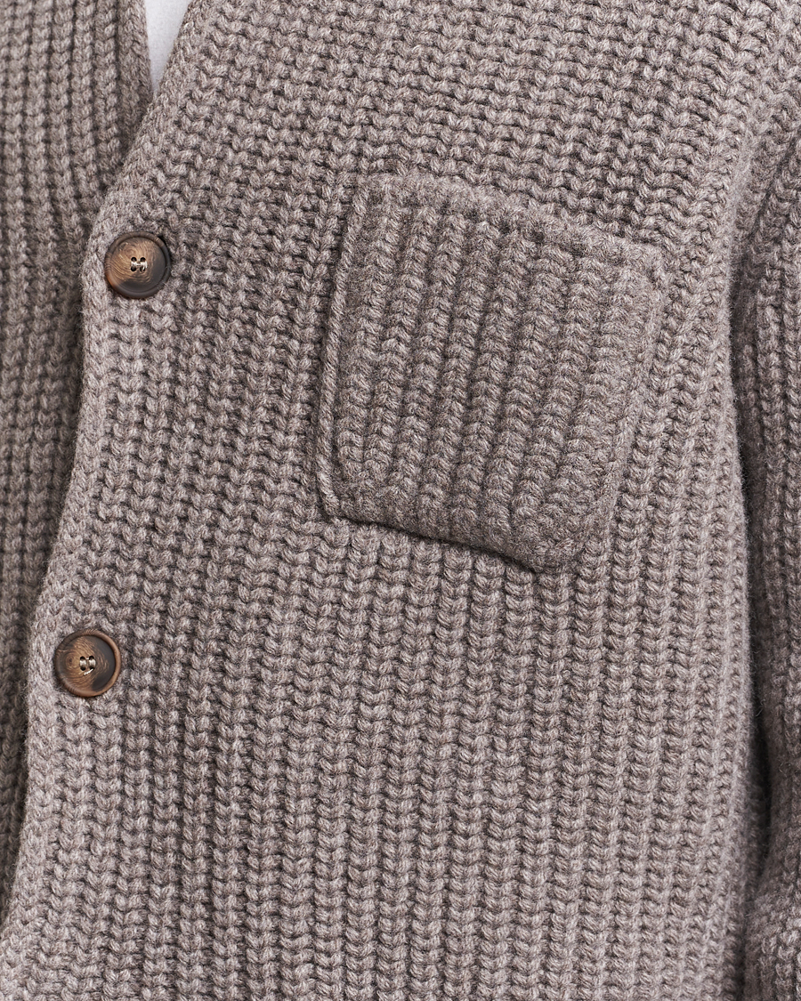 Homme | Pulls Et Tricots | Gran Sasso | Heavy Wool Knitted Blazer Cardigan Taupe Melange