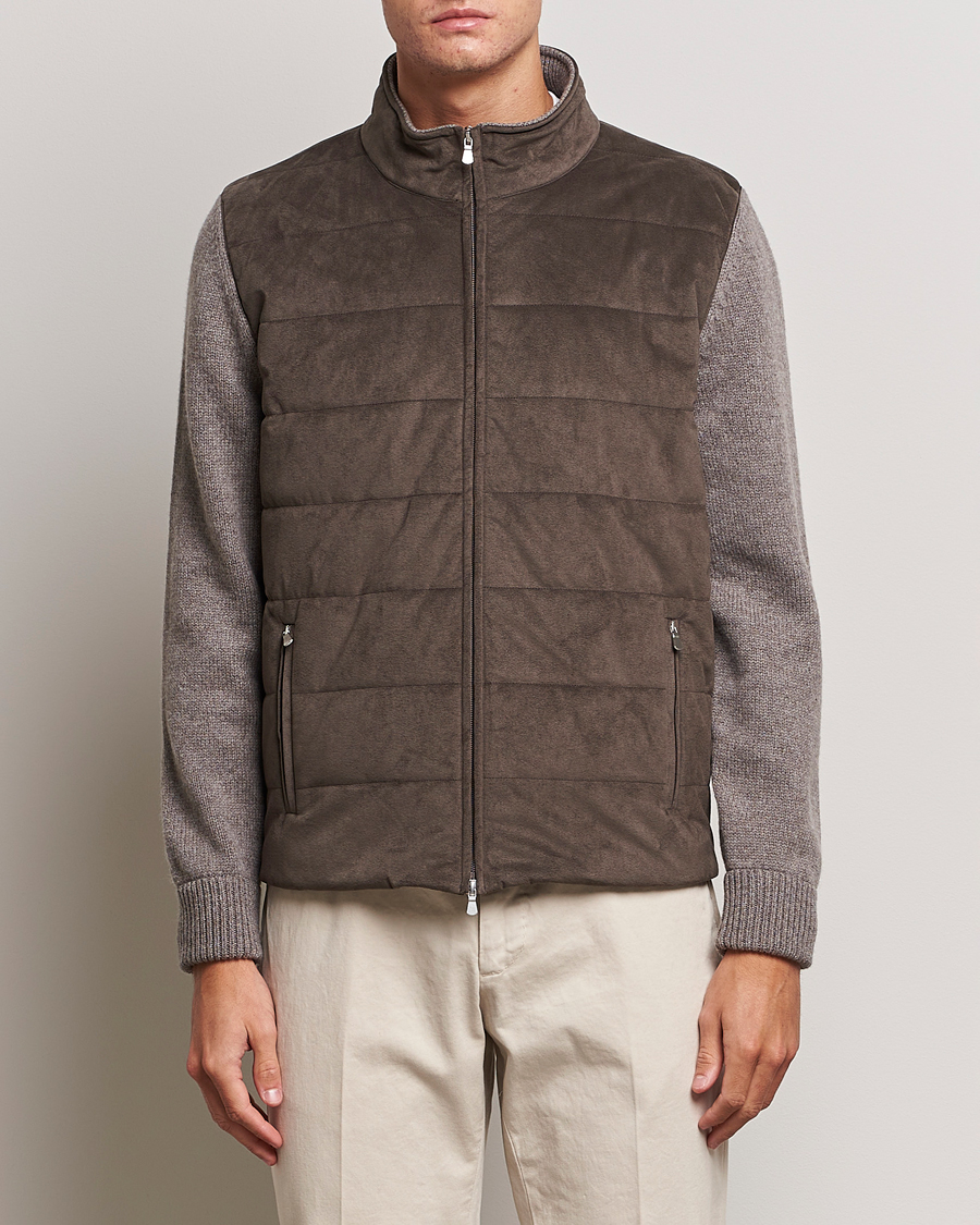 Homme | Pulls Et Tricots | Gran Sasso | Wool/Alcantara Full Zip Grey