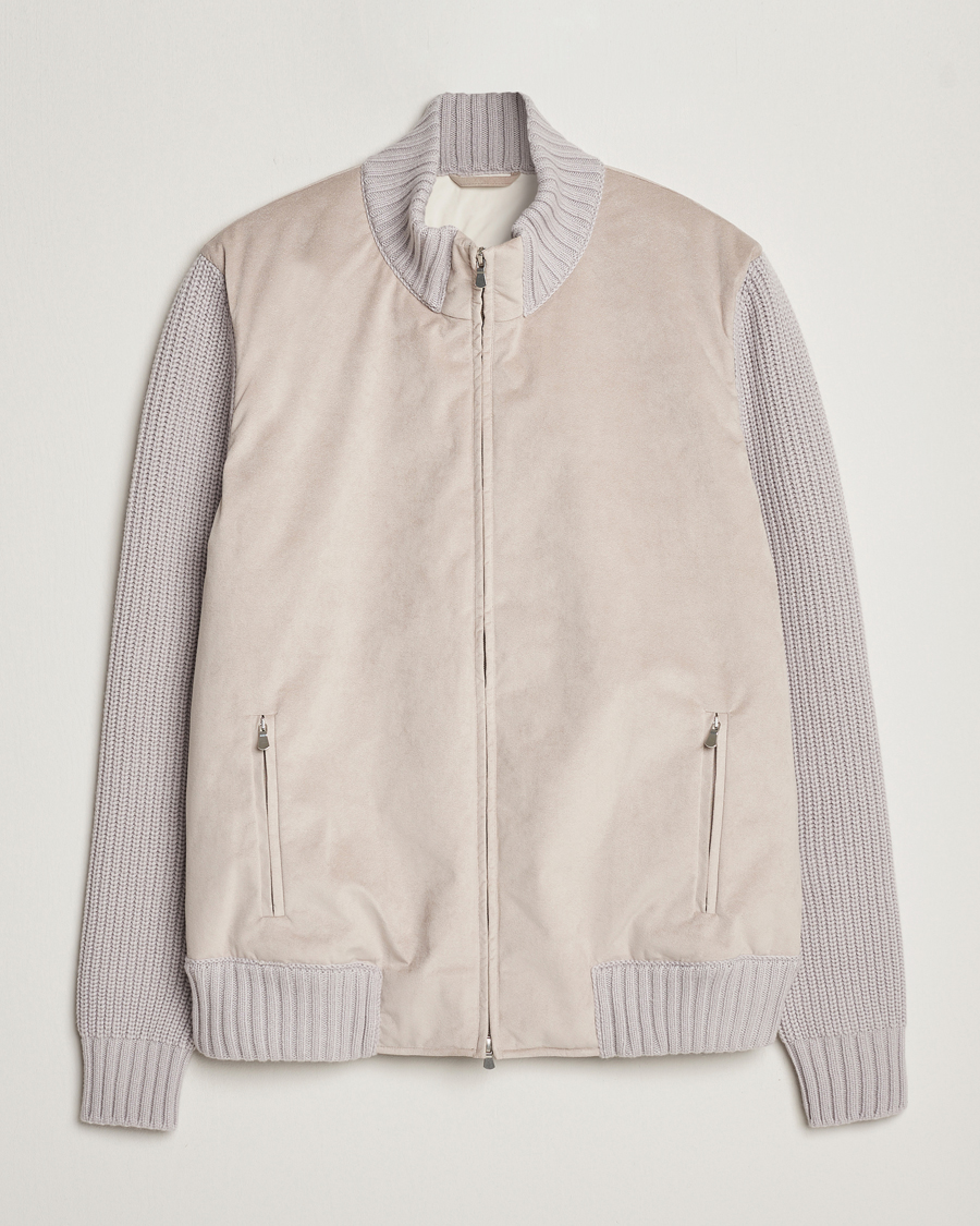 Homme | Manteaux Et Vestes | Gran Sasso | Wool/Alcantara Padded Full Zip Sand/Creme