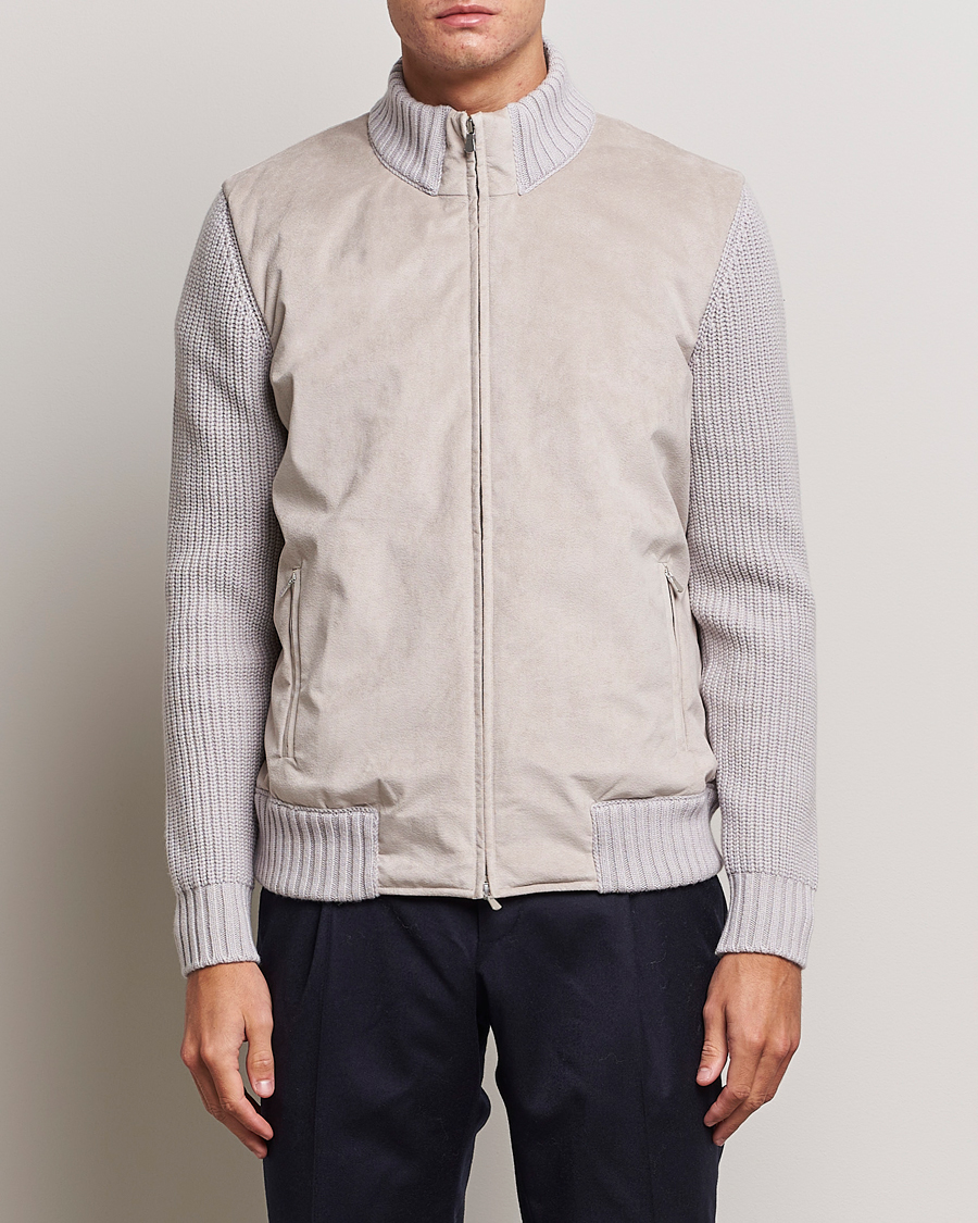 Homme | Manteaux Et Vestes | Gran Sasso | Wool/Alcantara Padded Full Zip Sand/Creme