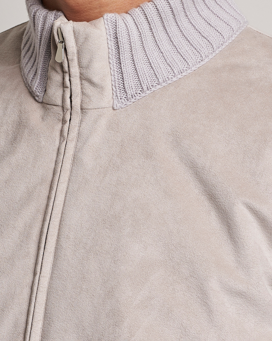 Homme | Manteaux Et Vestes | Gran Sasso | Wool/Alcantara Padded Full Zip Sand/Creme