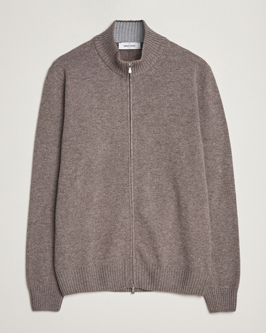 Homme | Pulls Et Tricots | Gran Sasso | Wool/Cashmere Full Zip Light Brown Melange
