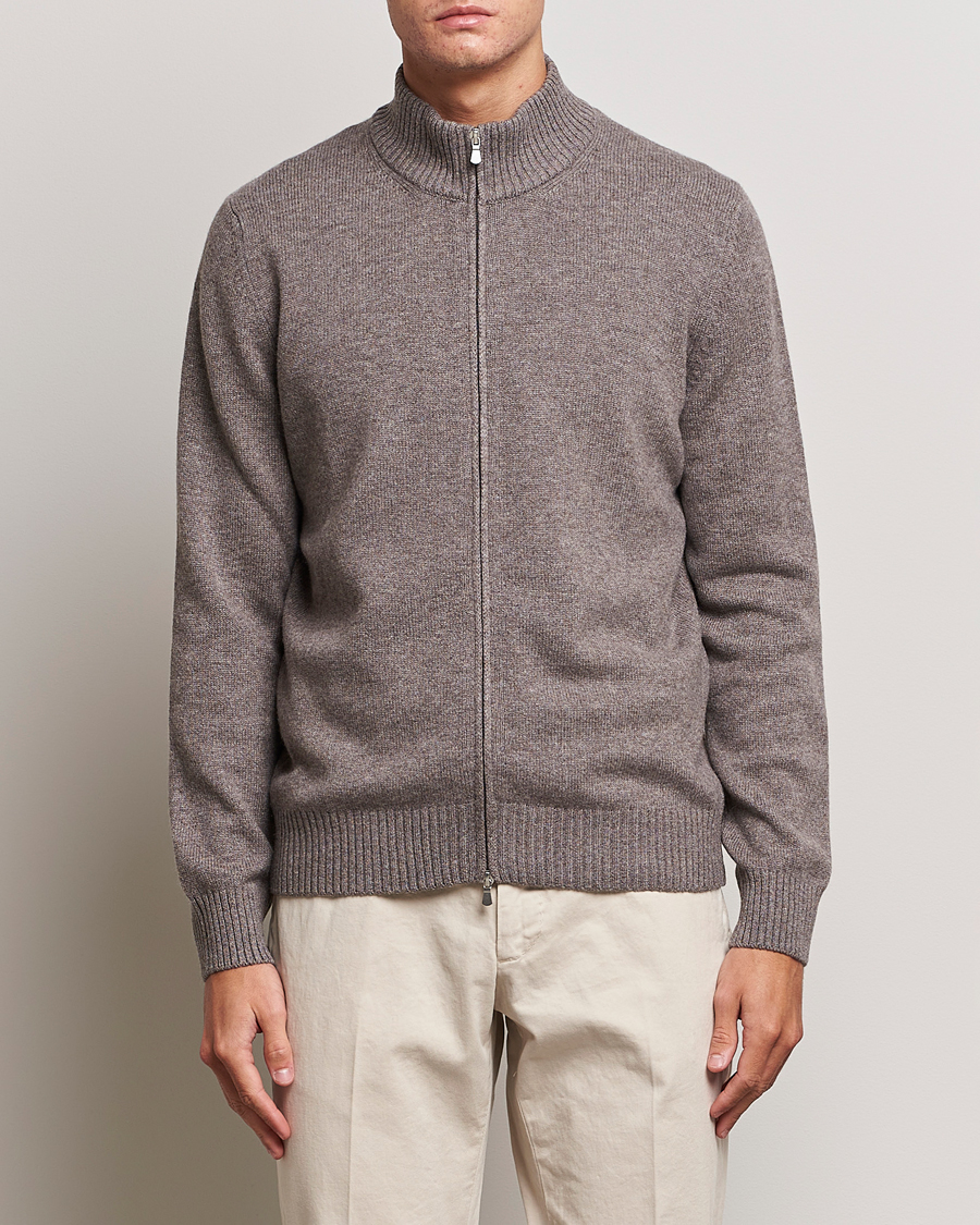 Homme | Pulls Et Tricots | Gran Sasso | Wool/Cashmere Full Zip Light Brown Melange